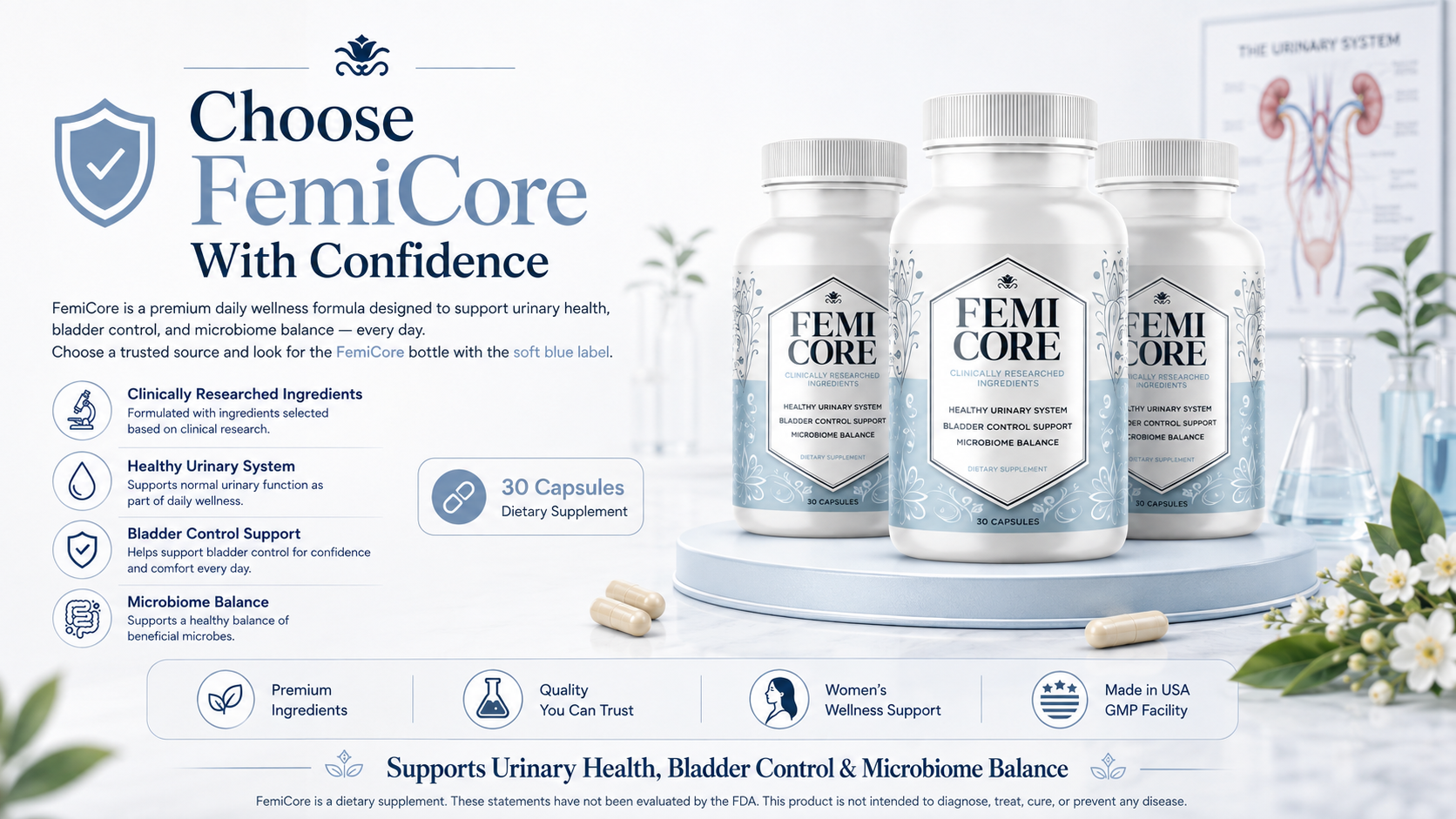 FemiCore premium ingredients and bladder support formula