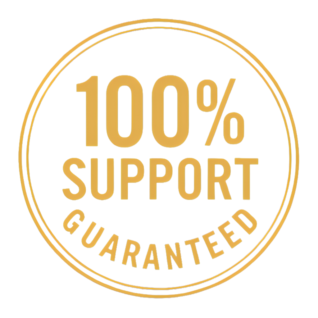 100% support guaranteed seal